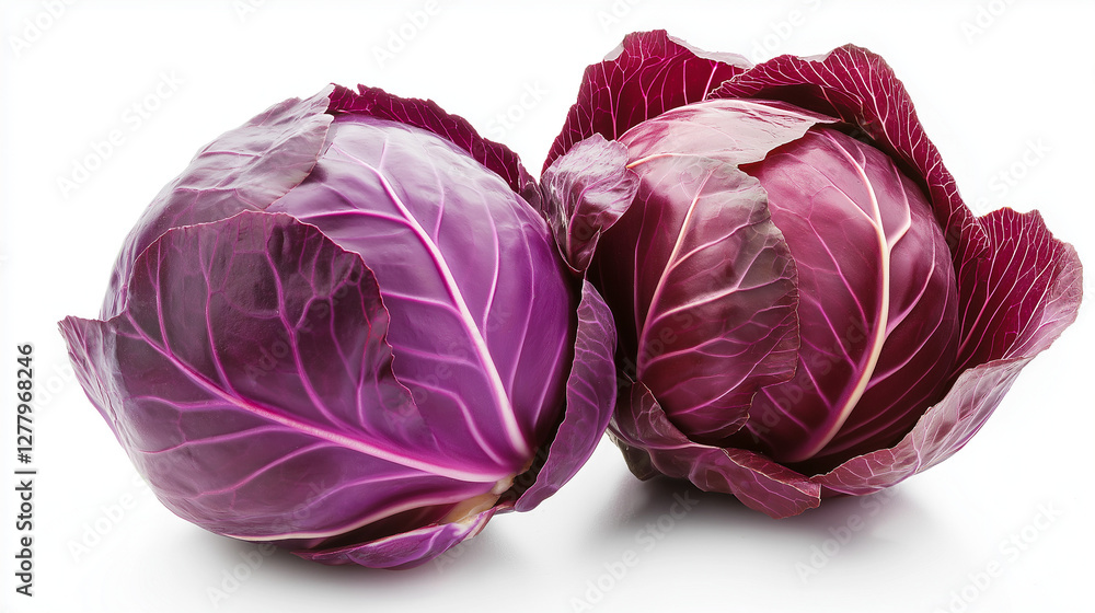 Obraz premium Fresh red cabbage on white background