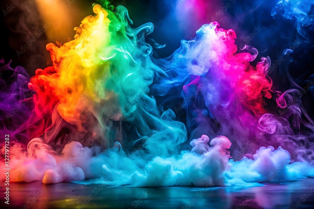 Fototapeta premium Colorful cloud of smoke is in the air