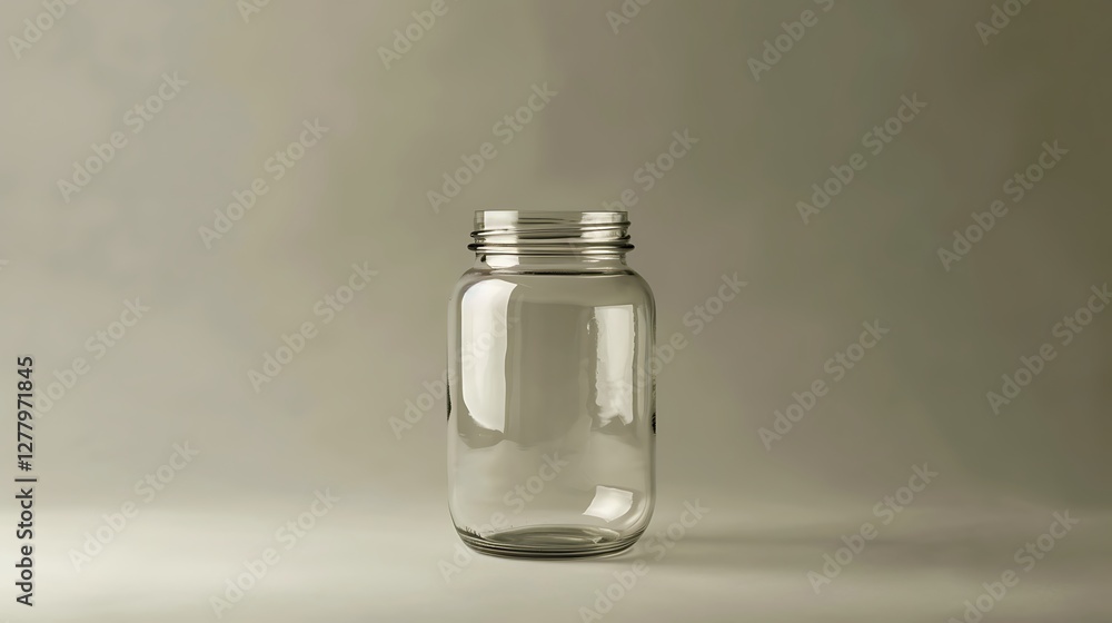 A tall empty jar against a solid gray backdrop, emphasizing its height A tall empty jar against a solid gray backdrop, emphasizing its height