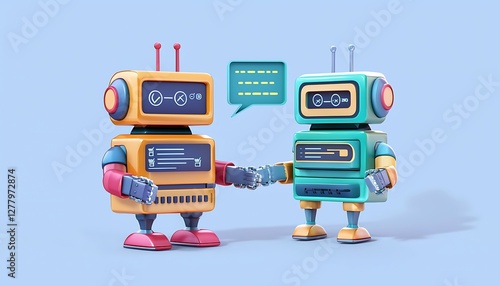 cute smiling robot talking chat bot