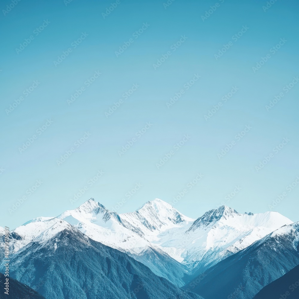 Fototapeta premium Serene Snow Capped Peaks Against a Clear Blue Sky Landscape Mountains Nature Scenery Travel Views