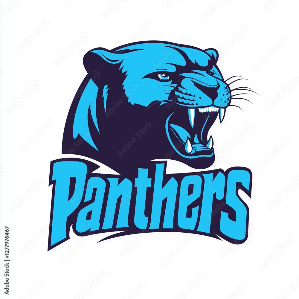 Fototapeta premium Angry panther logo design in bold blue and black colors
