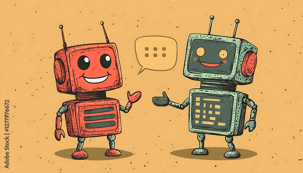 cute smiling robot talking chat bot
