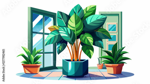 Modern indoor plant isolate on white background