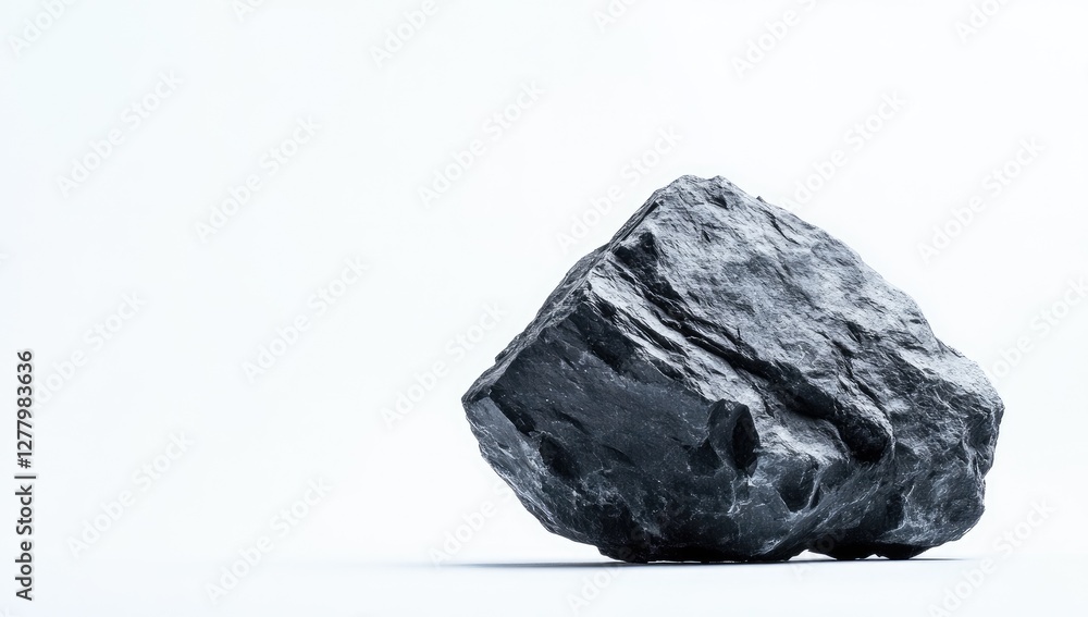 Dark grey rock, studio, isolated, minimalist Dark grey rock, studio, isolated, minimalist