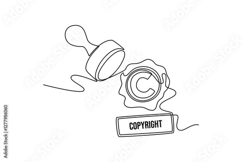 Protection of intellectual property concept. Single line draw design vector graphic illustration.	