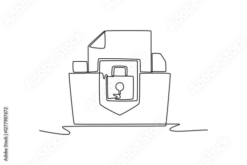 Protection of intellectual property concept. Single line draw design vector graphic illustration.	