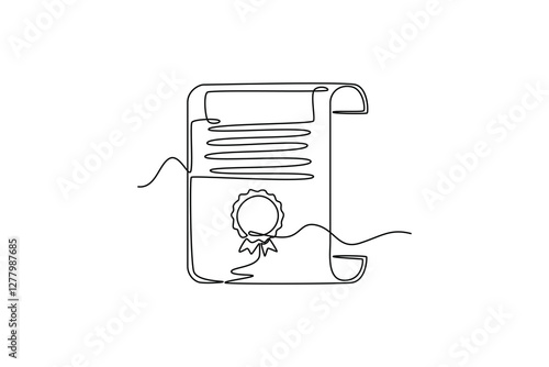 Protection of intellectual property concept. Single line draw design vector graphic illustration.	