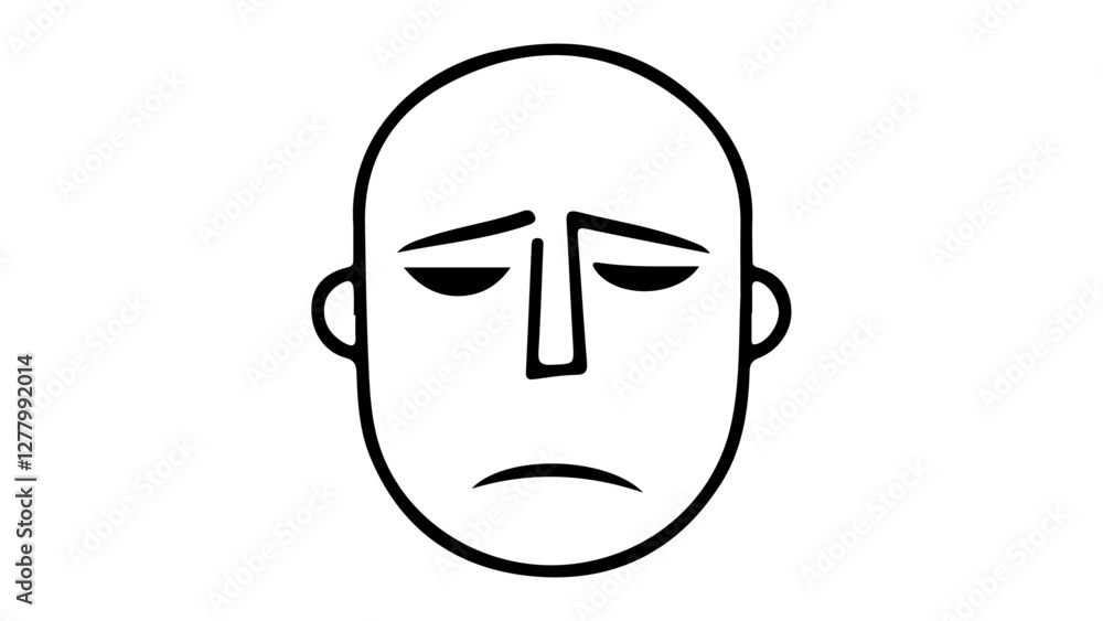 sad person face outline vector illustration, sad bald person face outline simple illustration in vector sad person face outline vector illustration, sad bald person face outline simple illustration in vector