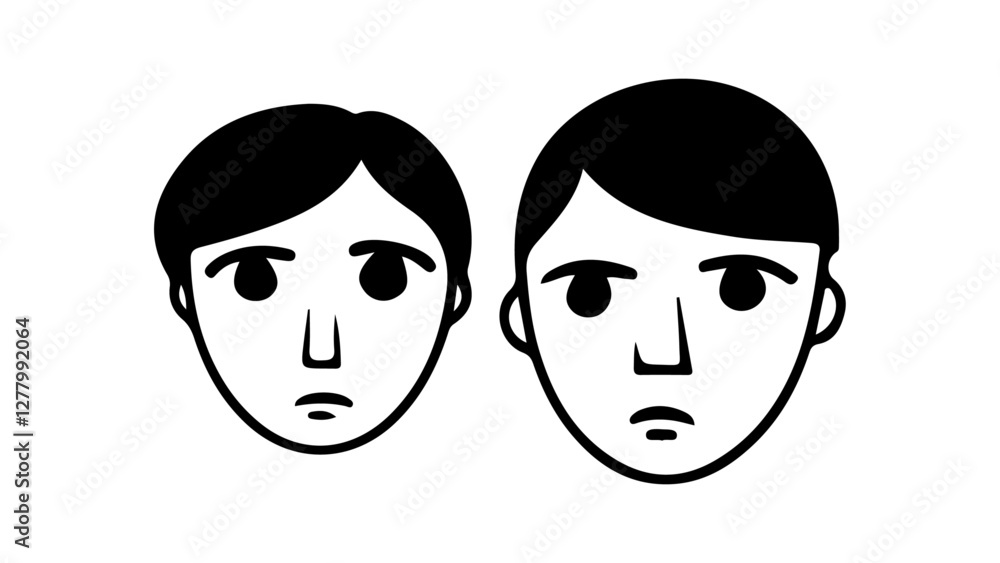 sad boy and girl vector art outline illustration sad boy and girl vector art outline illustration