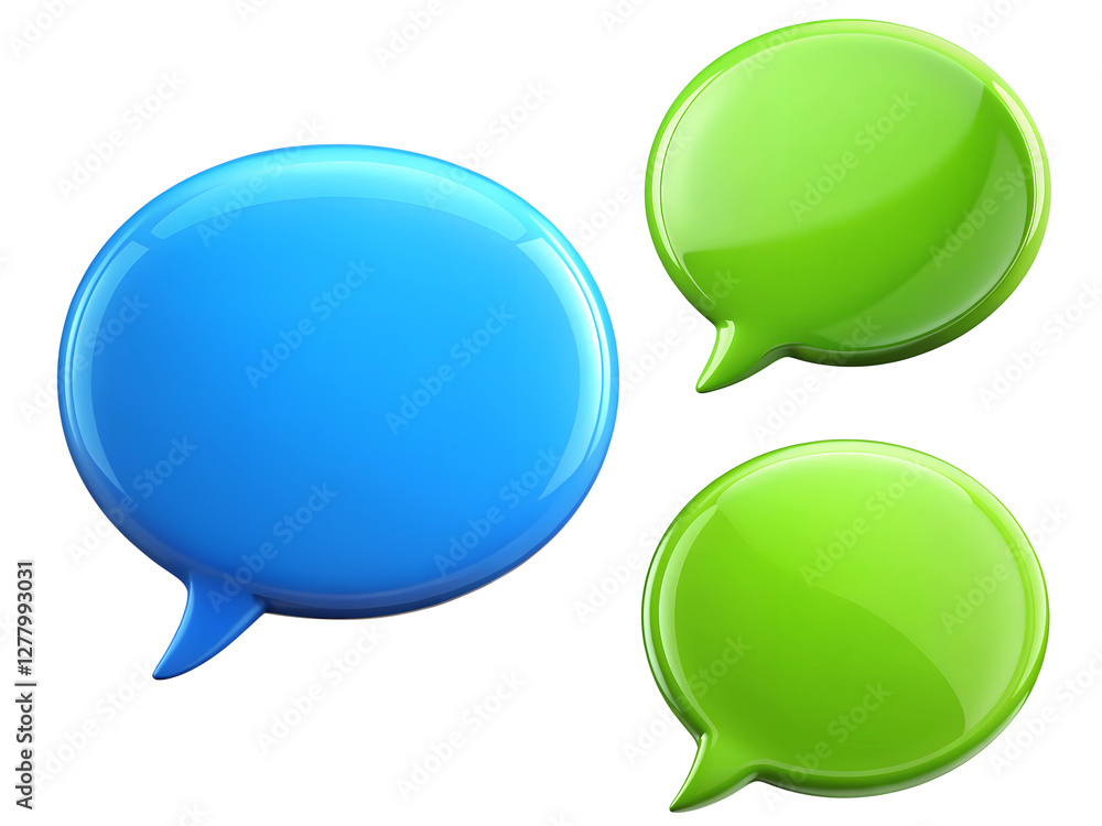 Speech bubbles, Green and blue speech bubbles set, and a Set of speech bubbles isolated Speech bubbles, Green and blue speech bubbles set, and a Set of speech bubbles isolated