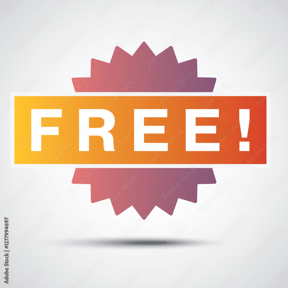 Free offer label. Red template on purple background. Vector illustration