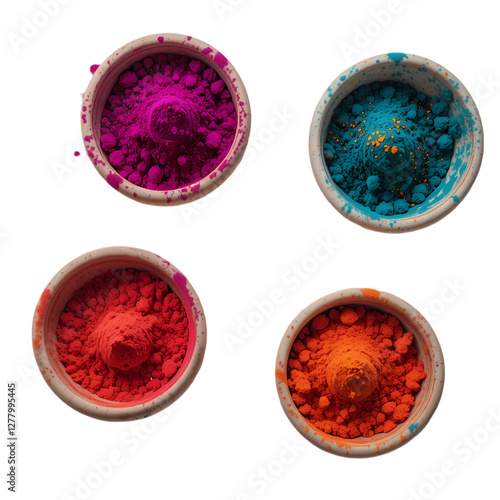 Vibrant Holi Colors: Powder, Pigments, Dye, Festival isolated on transparent background