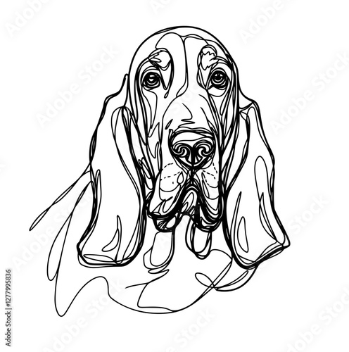 illustration of a  Basset Hound line art vector