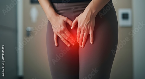 Woman Experiencing Pelvic Pain Lower Abdominal Discomfort