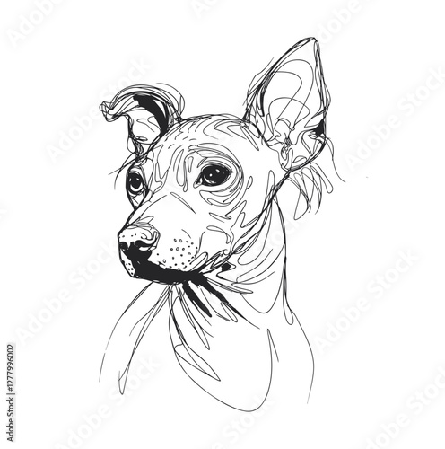 illustration of a  Chinese Crested Dog line art vector