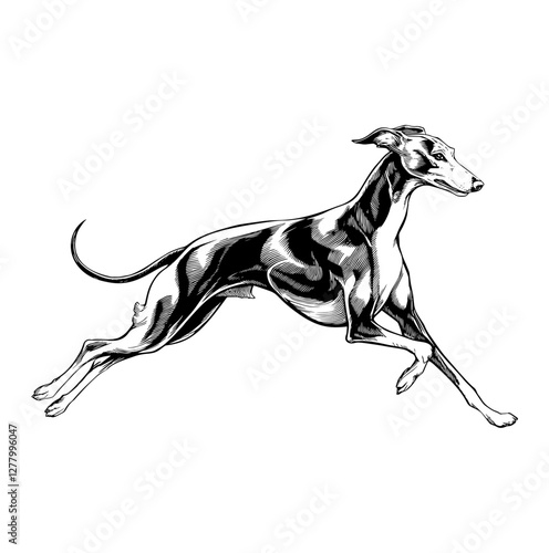 illustration of a  wippet line art vector