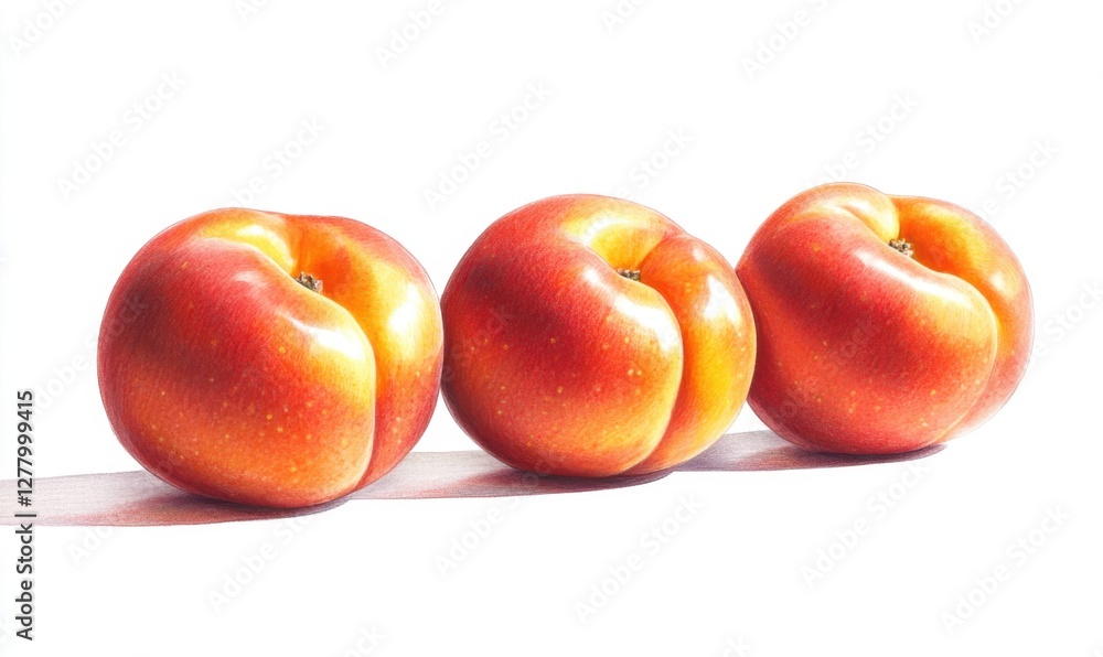 Three vibrant apples arranged in a row, showcasing their glossy skin and natural colors Three vibrant apples arranged in a row, showcasing their glossy skin and natural colors