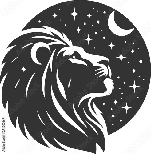 A lion looking at the stars with deep thought