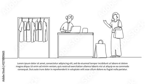 Continuous one line design of laundry activity working. Minimalist style vector illustration on white background.