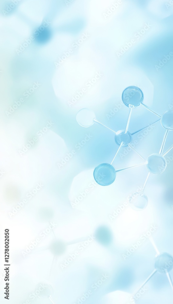 Light blue and white gradient medical background with molecular designs for science themes