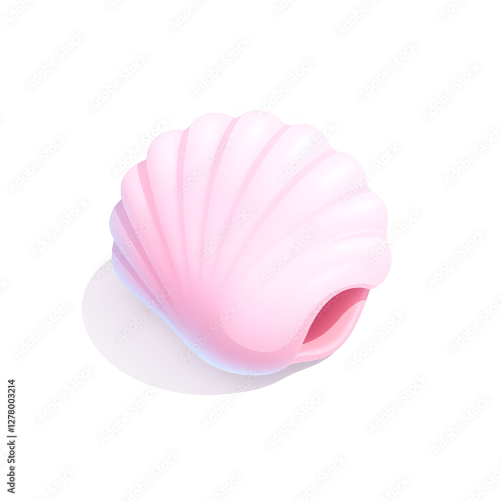 (Cute Pink Seashell Cartoon Illustration) (Cute Pink Seashell Cartoon Illustration)