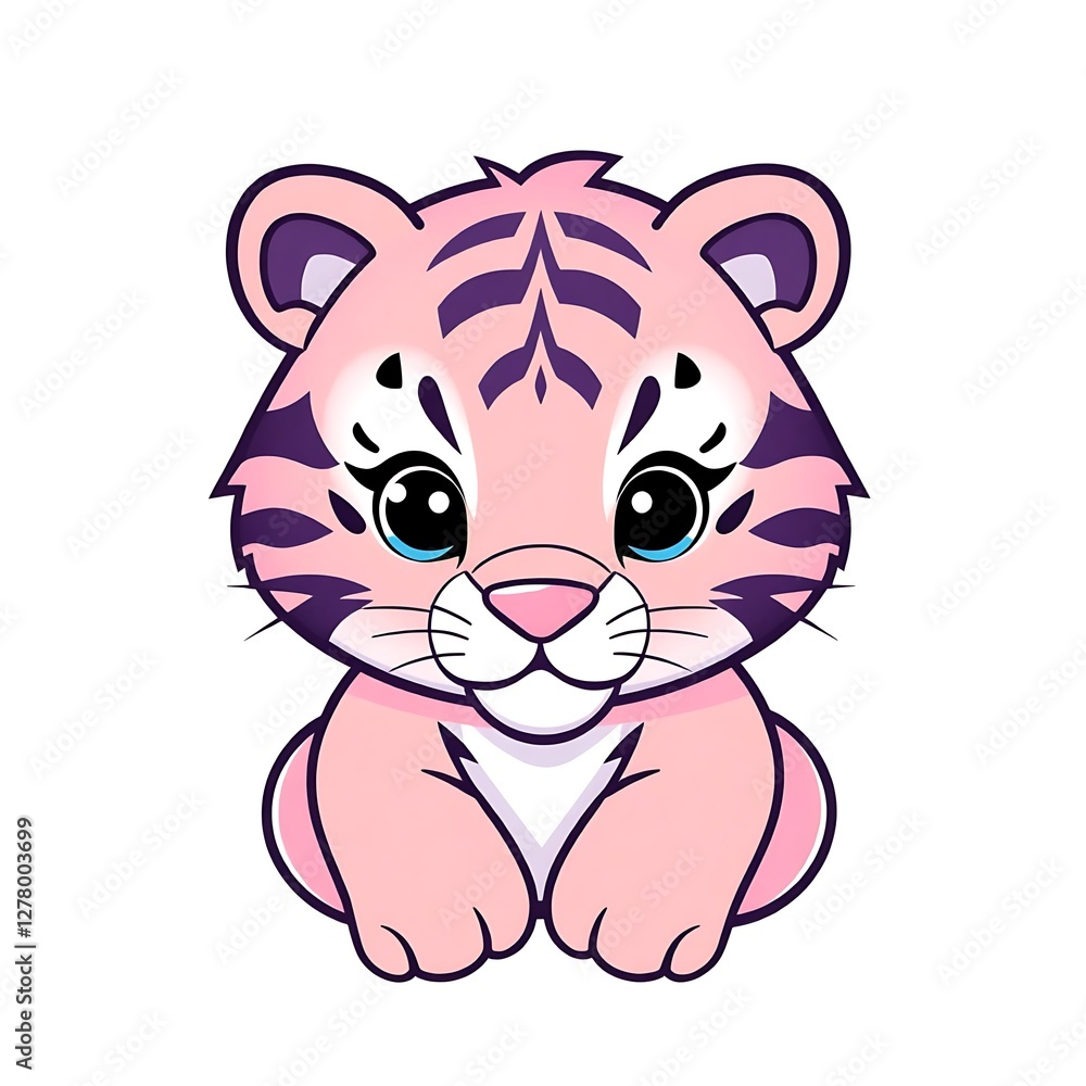 Fototapeta premium Adorable and Cute Tiger Mascot Logo with Playful Expression and Bold, Eye-Catching Design