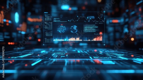 Wallpaper Mural Futuristic Digital Interface with Global Data Analytics and Network Visualization Torontodigital.ca