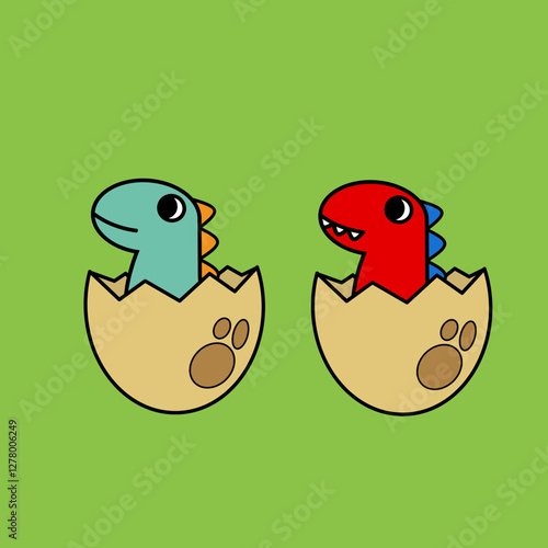 vector illustration of a cartoon baby dinosaurs