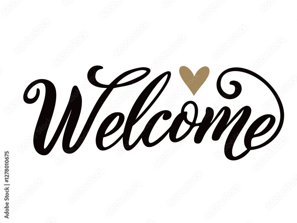 Fototapeta premium スタイリッシュなWelcomeの白黒文字イラスト/ベクターAI生成