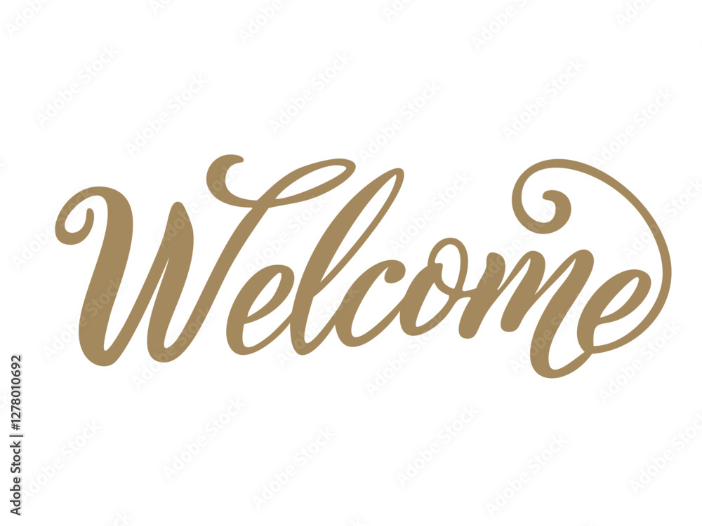 Naklejka premium スタイリッシュなWelcomeのゴールド文字イラスト/ベクターAI生成