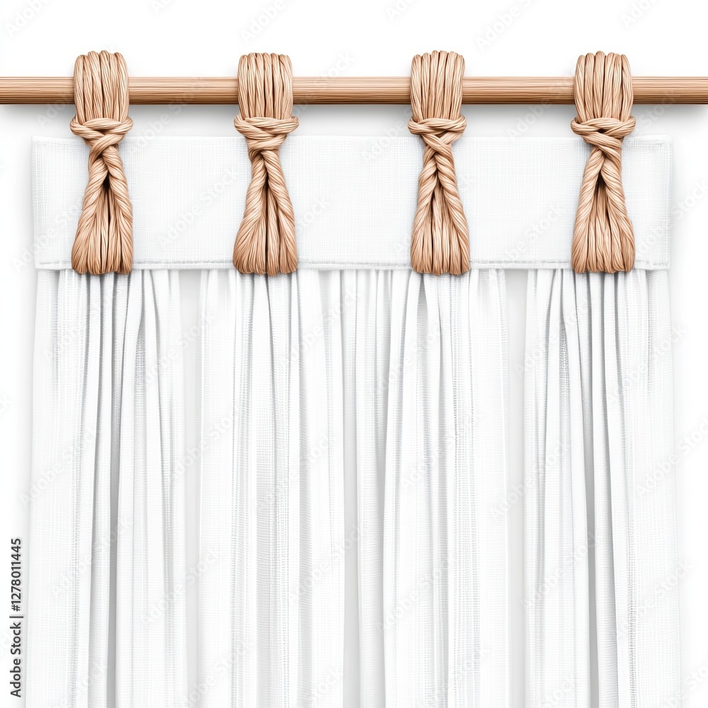 Artisanal Braided Fabric Curtain with Subtle Weave and Natural Texture Detail Artisanal Braided Fabric Curtain with Subtle Weave and Natural Texture Detail