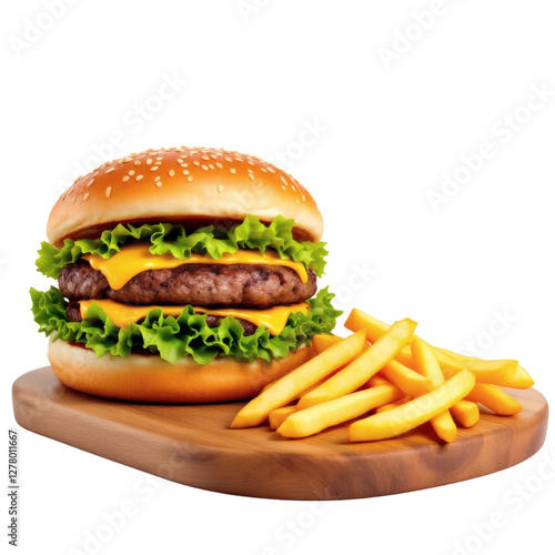 hamburger with french fries