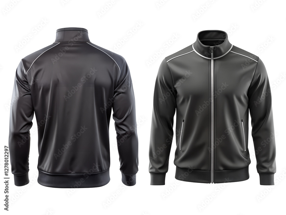 Blank black hoodie, Set of black leather jacket, and Jackets isolated Blank black hoodie, Set of black leather jacket, and Jackets isolated