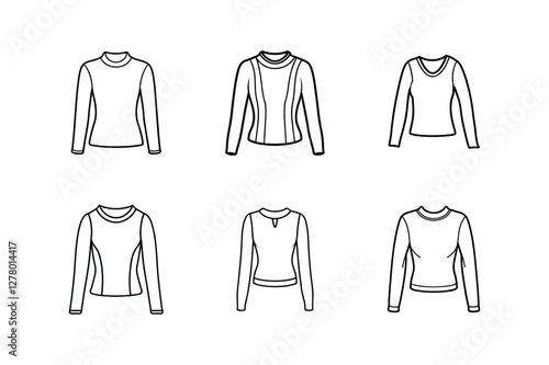 long sleeve top sketch icon line art vector illustration