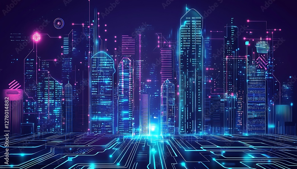 Futuristic city electromagnetic signals Futuristic city electromagnetic signals