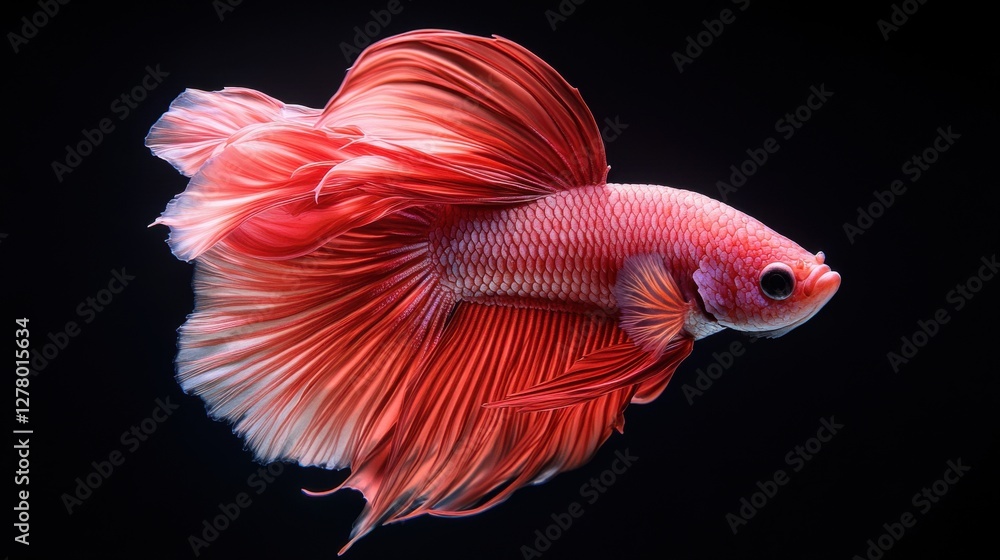 Fototapeta premium Red Siamese Fighting Fish Betta Splendens Aquatic Animal Macro Photography