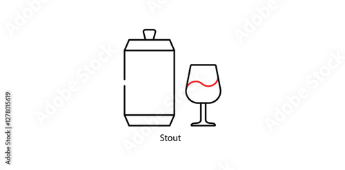 Stout Vector Icon - Rich and Creamy Dark Ale Glass Symbol