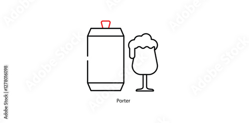 Porter Vector Icon - Dark Roasted Malt Beer Glass Illustration