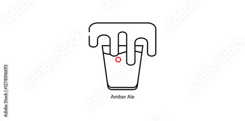 Amber Ale Vector Icon - Rich Malty Craft Beer Glass Illustration