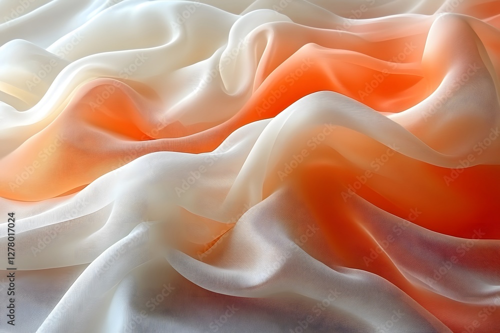 Obraz premium Elegant Waves of White and Orange Silk Fabric for Luxury Design Projects