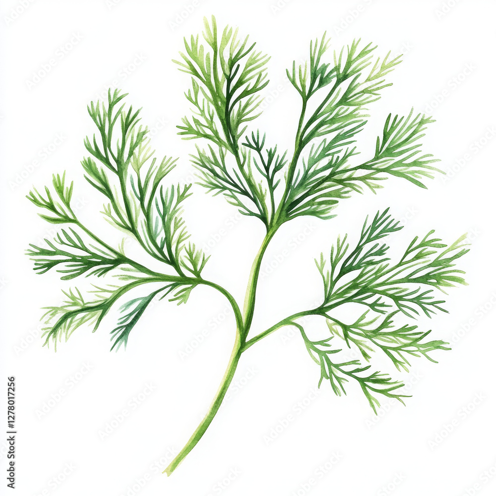Fototapeta premium Realistic illustration of dill evokes sense of freshness and nature