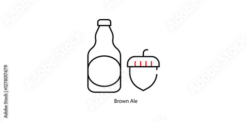 Brown Ale Vector Icon - Dark Malt Beer Glass with Bubbles