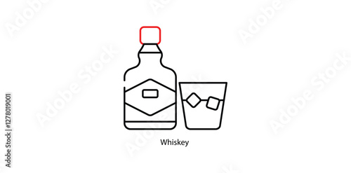 Whiskey Vector Icon - Aged Distilled Alcoholic Beverage Bottle Symbol