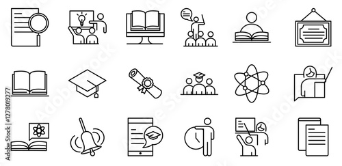 School and education line style icon set. editable.