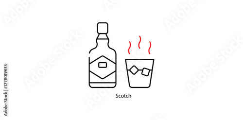 Scotch Whisky Vector Icon - Aged Whisky from Scotland Bottle Illustration