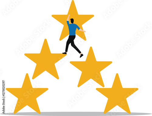 Best star rating, high quality product or good quality service concept