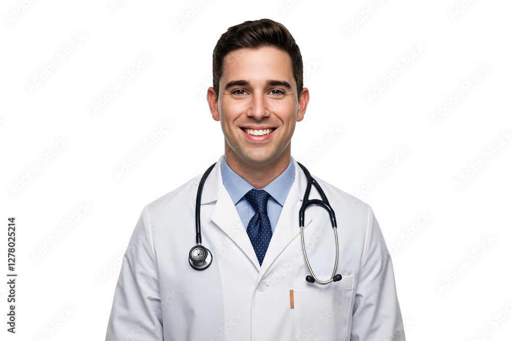 portrait of a smiling doctor, transparent PNG, isolated, cut-out
