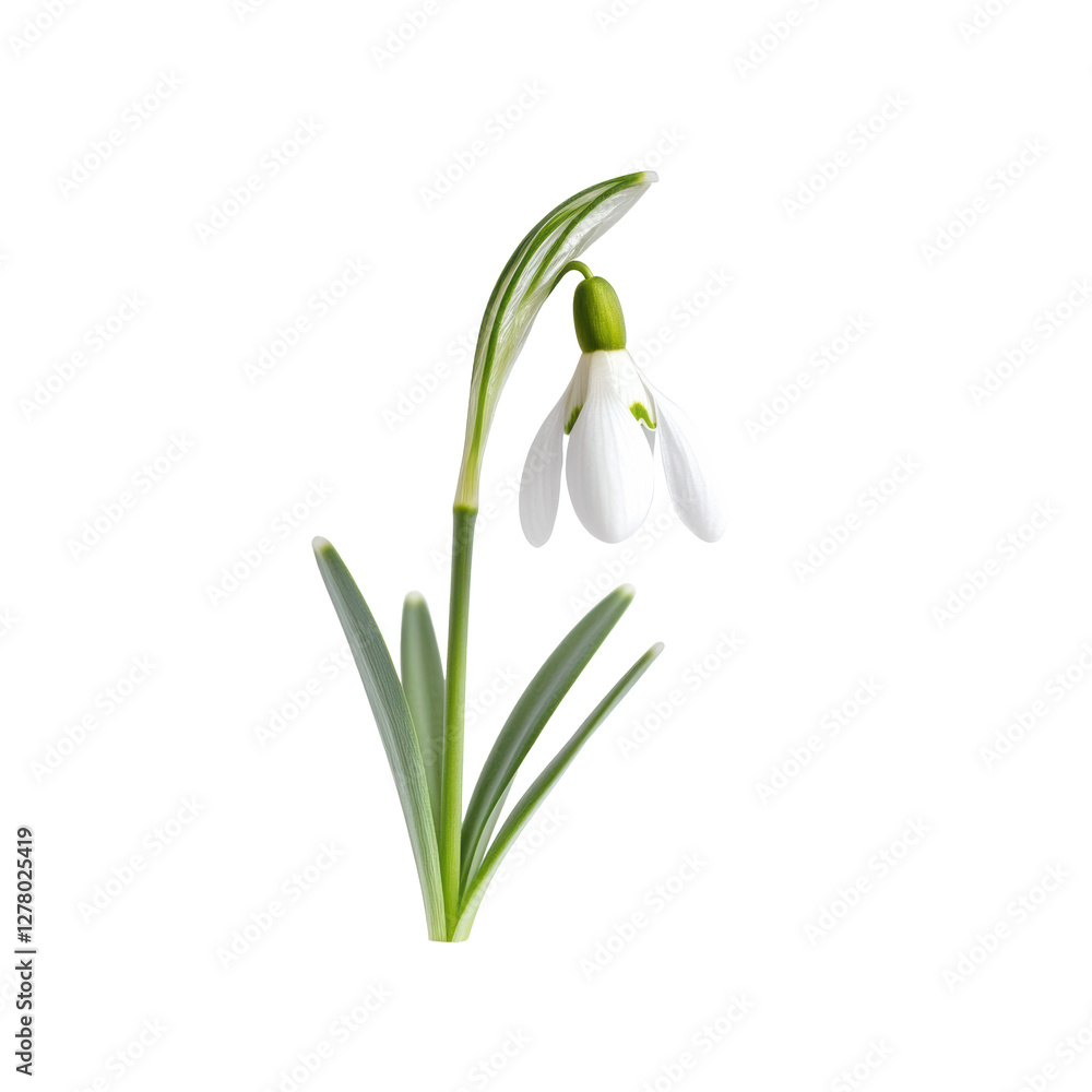 Snowdrop flower blooming in early spring in a natural setting Snowdrop flower blooming in early spring in a natural setting
