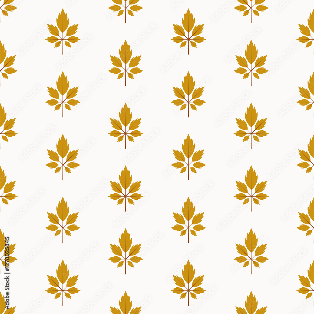 Seamless pattern golden maple leaves on a clean white background. This minimalist and sophisticated design evokes a sense of nature, autumn, and understated luxury. Seamless pattern golden maple leaves on a clean white background. This minimalist and sophisticated design evokes a sense of nature, autumn, and understated luxury.
